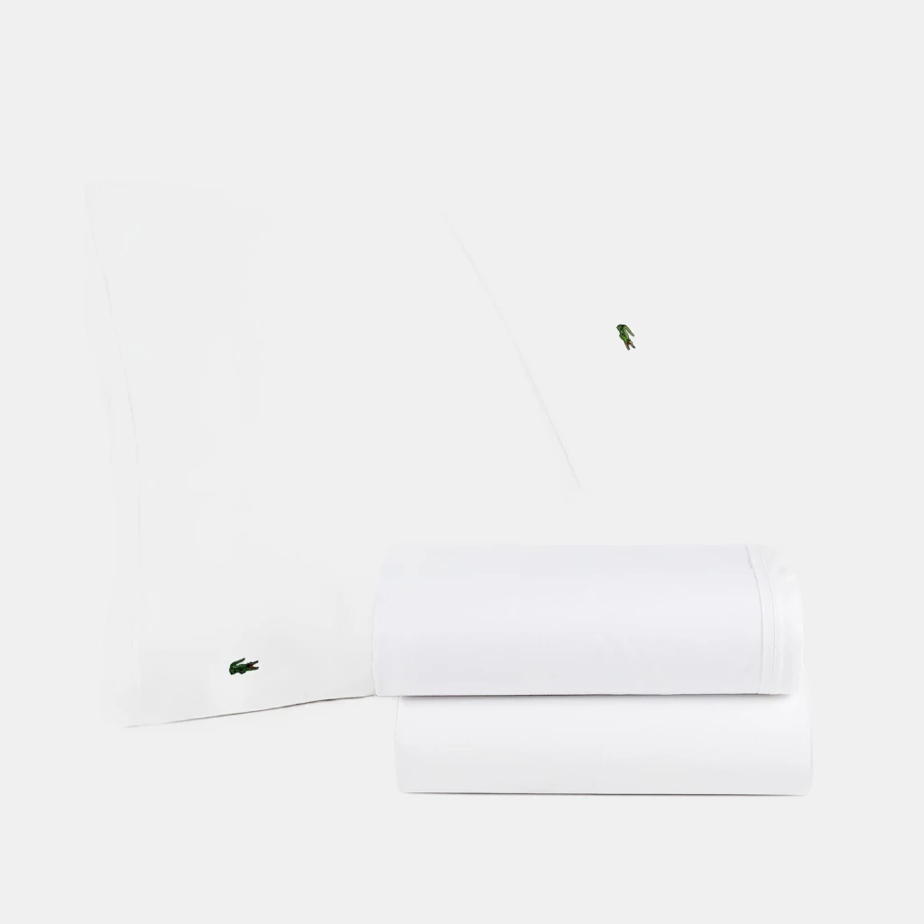 Lacoste Home Solid Cotton Percale 4-Pc. Sheet Sets - White