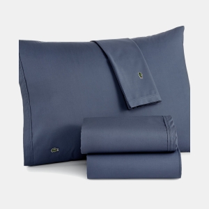 Lacoste Home Solid Cotton Percale 4-Pc. Sheet Sets - Vintage Indigo