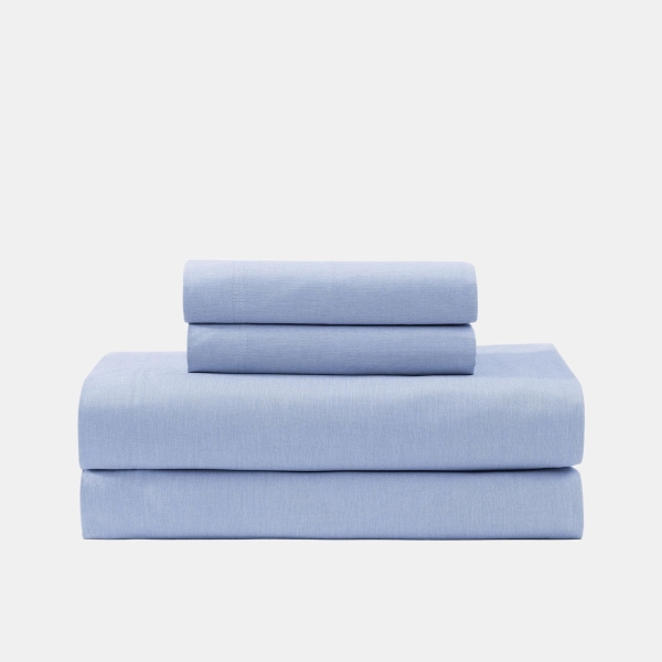 Tommy Hilfiger Solid 144-Thread Count Cotton Chambray Washed 3-Pc. Sheet Set, Twin XL - Blue