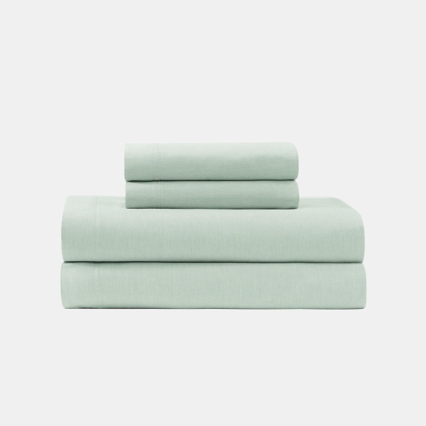 Tommy Hilfiger Solid 144-Thread Count Cotton Chambray Washed 3-Pc. Sheet Set, Twin XL - Green