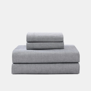 Tommy Hilfiger Solid 144-Thread Count Cotton Chambray Washed 3-Pc. Sheet Set, Twin XL - Navy