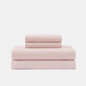 Tommy Hilfiger Solid 144-Thread Count Cotton Chambray Washed 3-Pc. Sheet Set, Twin XL - Pink
