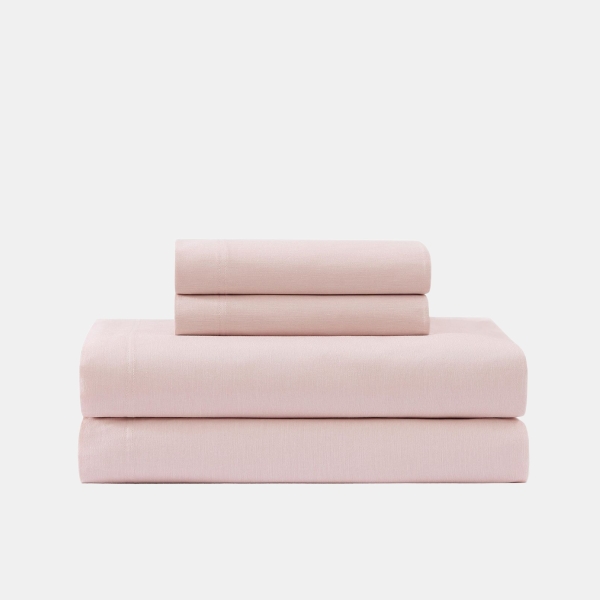 Tommy Hilfiger Solid 144-Thread Count Cotton Chambray Washed 3-Pc. Sheet Set, Twin XL - Pink