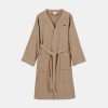 Lacoste Home Logo Patch 100% Cotton Pique Bath Robe - Sand