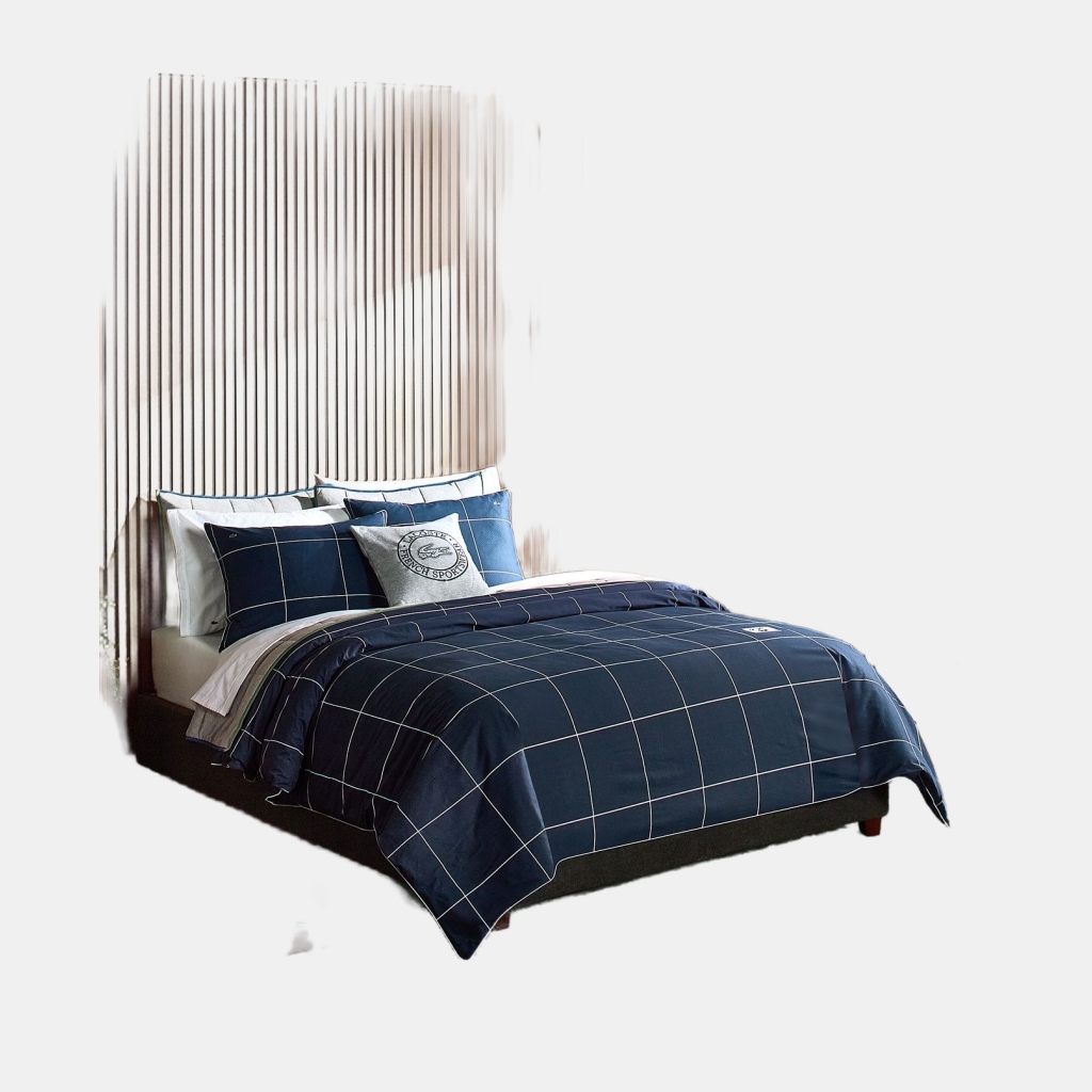 Lacoste Home Tennis Checks Cotton 2-Pc. Comforter Set, Twin - Navy