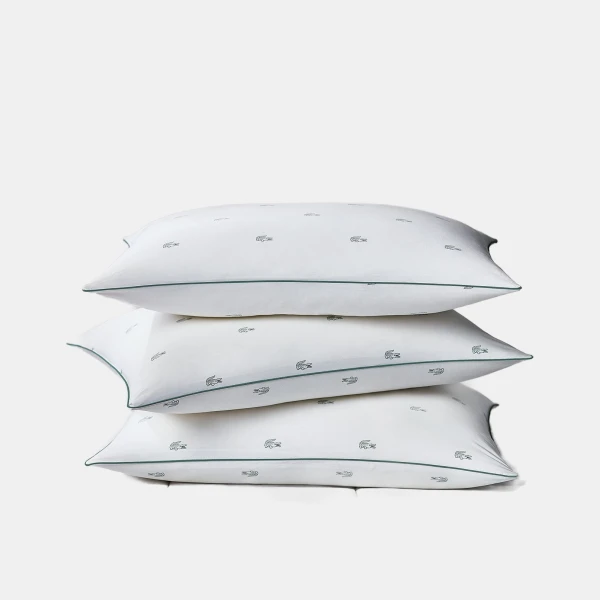 Lacoste Home All Over Crocs Cotton Medium Density Pillow, Standard/Queen