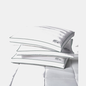 Lacoste Home Tennis Stripe Cotton Gusseted Medium-Density Pillow, Standard