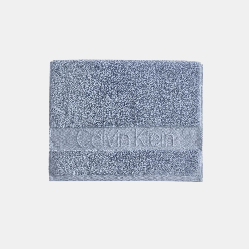 Calvin Klein Iconic Cotton Jacquard Bath Towel, 56" x 30" - Blue Cloud