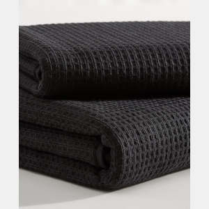 Calvin Klein Eternity Waffle Cotton 2-Pc. Bath Towel Set, 64" x 34" - Black - Image 3