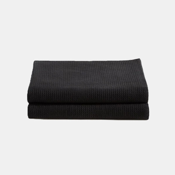Calvin Klein Eternity Waffle Cotton 2-Pc. Bath Towel Set, 64" x 34" - Black