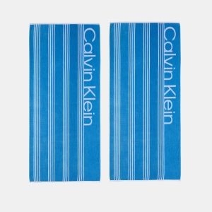 Calvin Klein Pinstripe Logo Cotton 2-Pc. Beach Towel Set, 70" x 40"