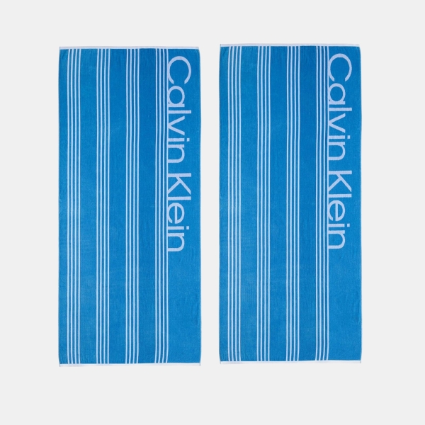 Calvin Klein Pinstripe Logo Cotton 2-Pc. Beach Towel Set, 70" x 40"
