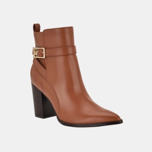 Tommy Hilfiger Women's Miriaha High Block Heel Dress Booties - Cognac