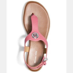 Michael Kors Women's Val Thong Round Toe Flat Sandals - Rosewood Canvas - Image 4