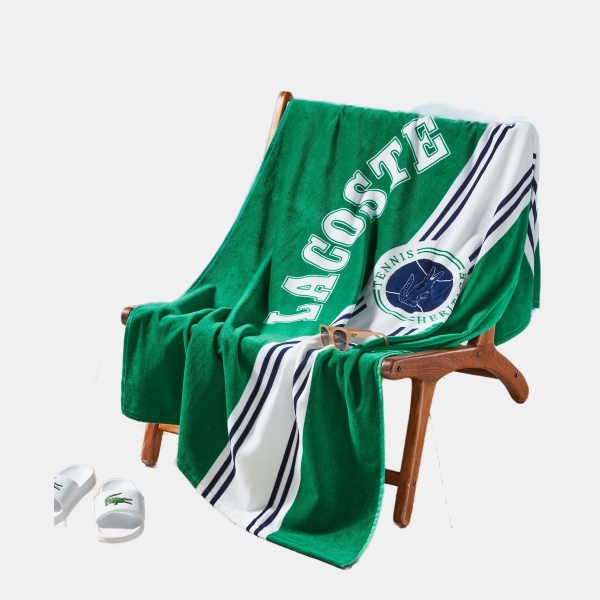 Lacoste Single Badge Cotton Beach Towel, 36" x 72" - Green
