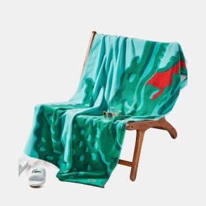 Lacoste Crocodile Print Cotton Beach Towel, 36" x 72"