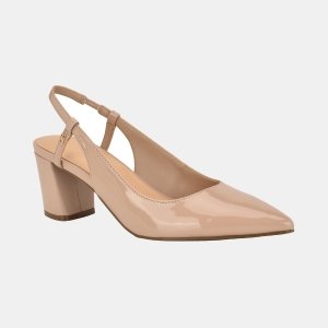 Tommy Hilfiger Women's Jezibee Block Heel Slingback Pumps - Natural Patent