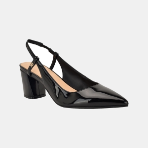 Tommy Hilfiger Women's Jezibee Block Heel Slingback Pumps - Black Patent