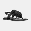 Michael Kors Women's Indra Thong Fringe Sandals - Black