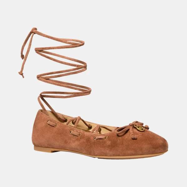 Michael Kors Women's Shae Flex Lace-Up Ballet Flats - Luggage