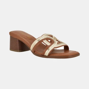 Tommy Hilfiger Women's Marica Block Heel Slide Sandal - Cognac Multi