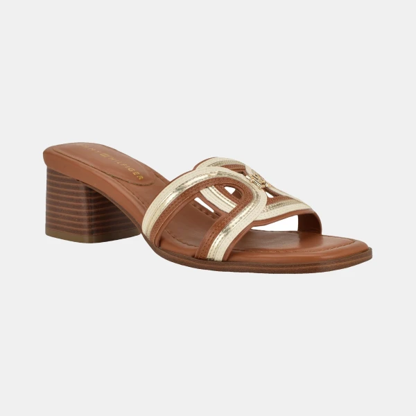 Tommy Hilfiger Women's Marica Block Heel Slide Sandal - Cognac Multi