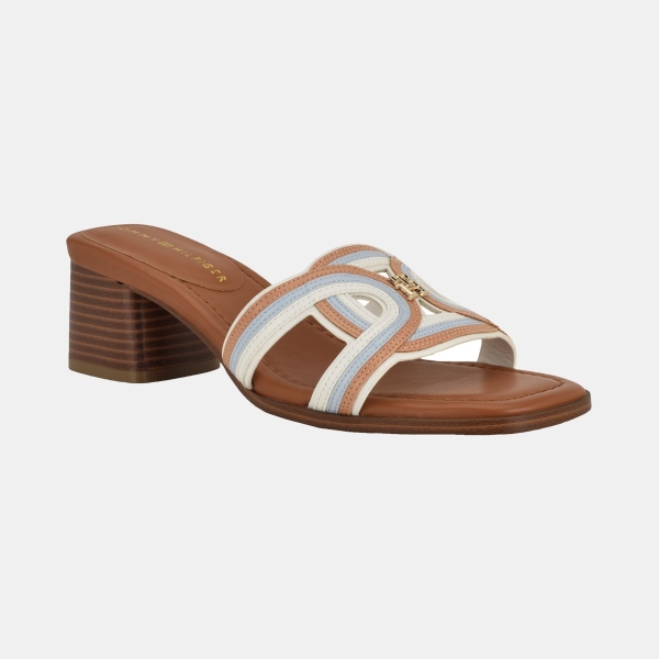 Tommy Hilfiger Women's Marica Block Heel Slide Sandal - White Multi