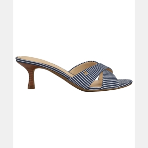 Women's Lanis Criss-Cross Kitten Heel Sandals - Navy Stripe - Image 3