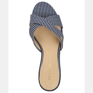 Women's Lanis Criss-Cross Kitten Heel Sandals - Navy Stripe - Image 5