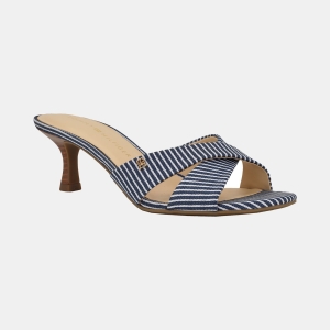Tommy Hilfiger Women's Lanis Criss-Cross Kitten Heel Sandals - Navy Stripe