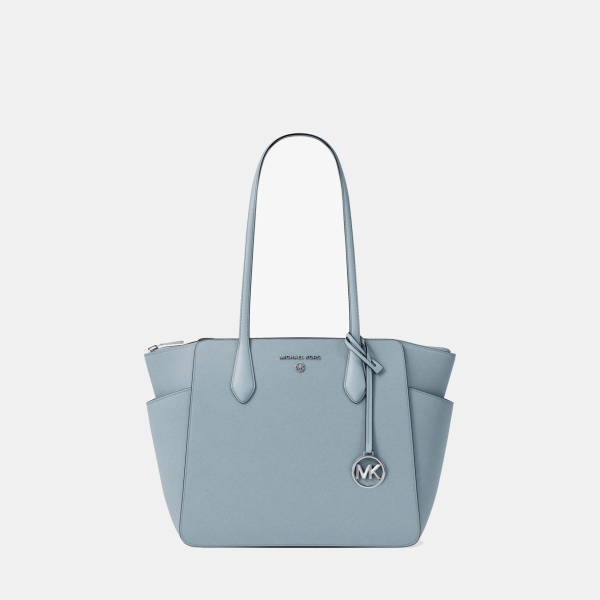 Michael Kors Outlet Marilyn Medium Saffiano Leather Tote Bag - PALE OCEAN