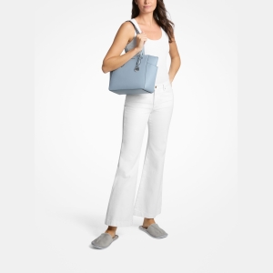 Michael Kors Outlet Marilyn Medium Saffiano Leather Tote Bag - PALE OCEAN - Image 5