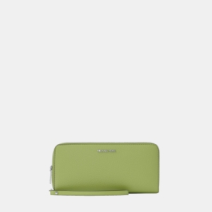 Michael Kors Outlet Large Pebbled Leather Continental Wallet - LIME