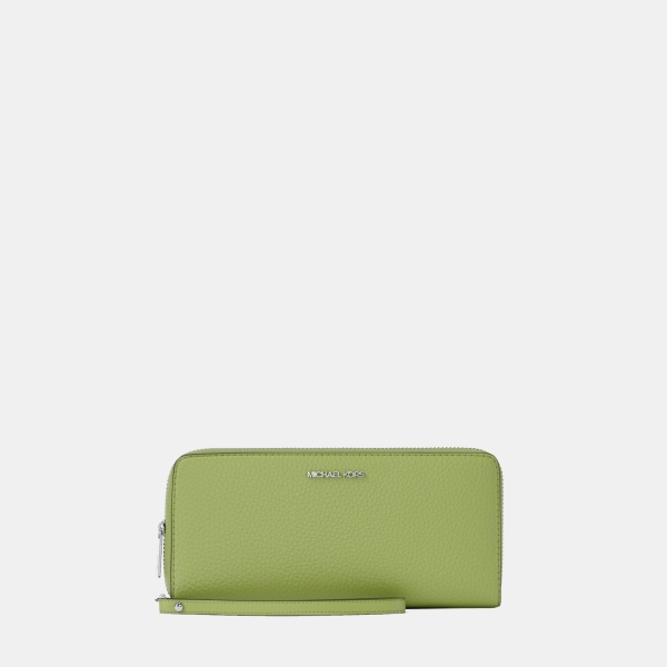 Michael Kors Outlet Large Pebbled Leather Continental Wallet - LIME