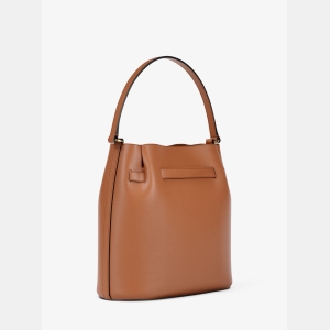 Michael Kors Outlet Carson Medium Pebbled Leather Convertible Bucket Crossbody Bag - LUGGAGE - Image 4
