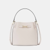 Michael Kors Outlet Carson Medium Pebbled Leather Convertible Bucket Crossbody Bag - LT CREAM