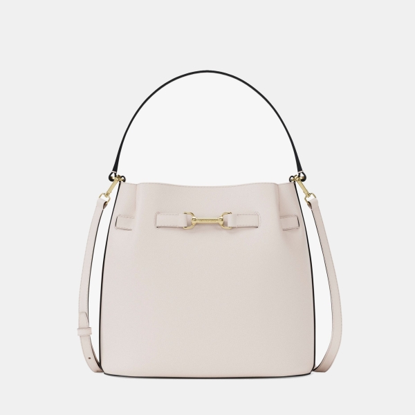 Michael Kors Outlet Carson Medium Pebbled Leather Convertible Bucket Crossbody Bag - LT CREAM