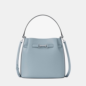 Michael Kors Outlet Carson Medium Pebbled Leather Convertible Bucket Crossbody Bag - PALE OCEAN