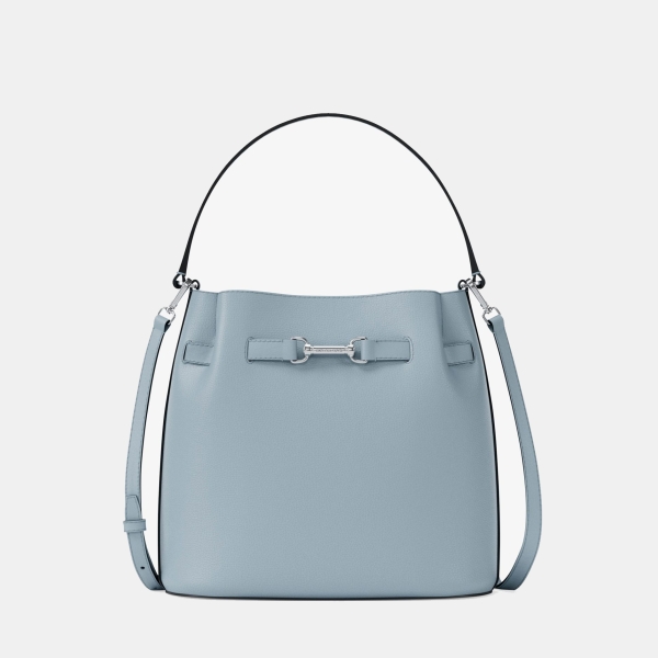 Michael Kors Outlet Carson Medium Pebbled Leather Convertible Bucket Crossbody Bag - PALE OCEAN