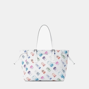 Michael Kors Outlet Voyager Large Printed Signature Logo Tote Bag