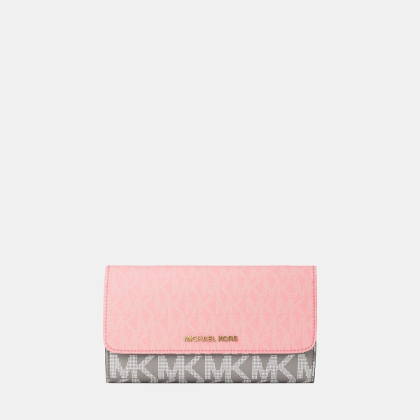 Michael Kors Outlet Jet Set Large Signature Logo Tri-Fold Wallet - CRNTION MLTI