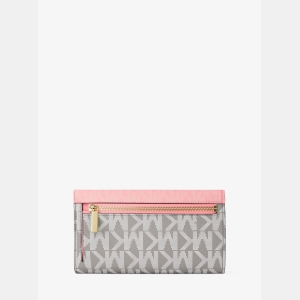 Michael Kors Outlet Jet Set Large Signature Logo Tri-Fold Wallet - CRNTION MLTI - Image 4