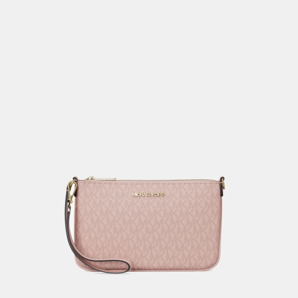 Michael Kors Outlet Jet Set Small Signature Logo Convertible Wristlet - POWDER BLUSH
