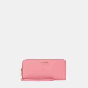 Michael Kors Outlet Jet Set Travel Large Pebbled Leather Wristlet - CARNATION