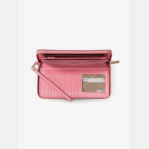 Michael Kors Outlet Jet Set Travel Large Pebbled Leather Wristlet - CARNATION - Image 3