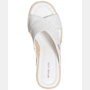 Michael Kors Women's Kenzie Slip-On Wedge Sandals - Optic White Canvas - Image 4
