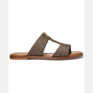 Women's Berkley Slip-On Flat Sandals - Brown Logo Canvas - Image 3