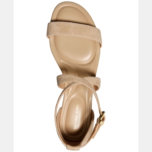 Michael Kors MICHAEL Women's Alexa Flex Buckle Flat Sandals - Khaki Suede - Image 4