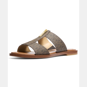 Women's Berkley Slip-On Flat Sandals - Brown Logo Canvas - Image 5