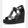 Women's Berkley Espadrille Mid Wedge Sandals - Black/Black Leather - Image 5